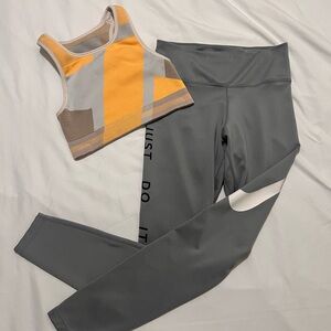 nike sports bra (M) and leggings (S)